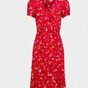 Realisation Par 100% Silk Teale Dress in Rouge Fleur